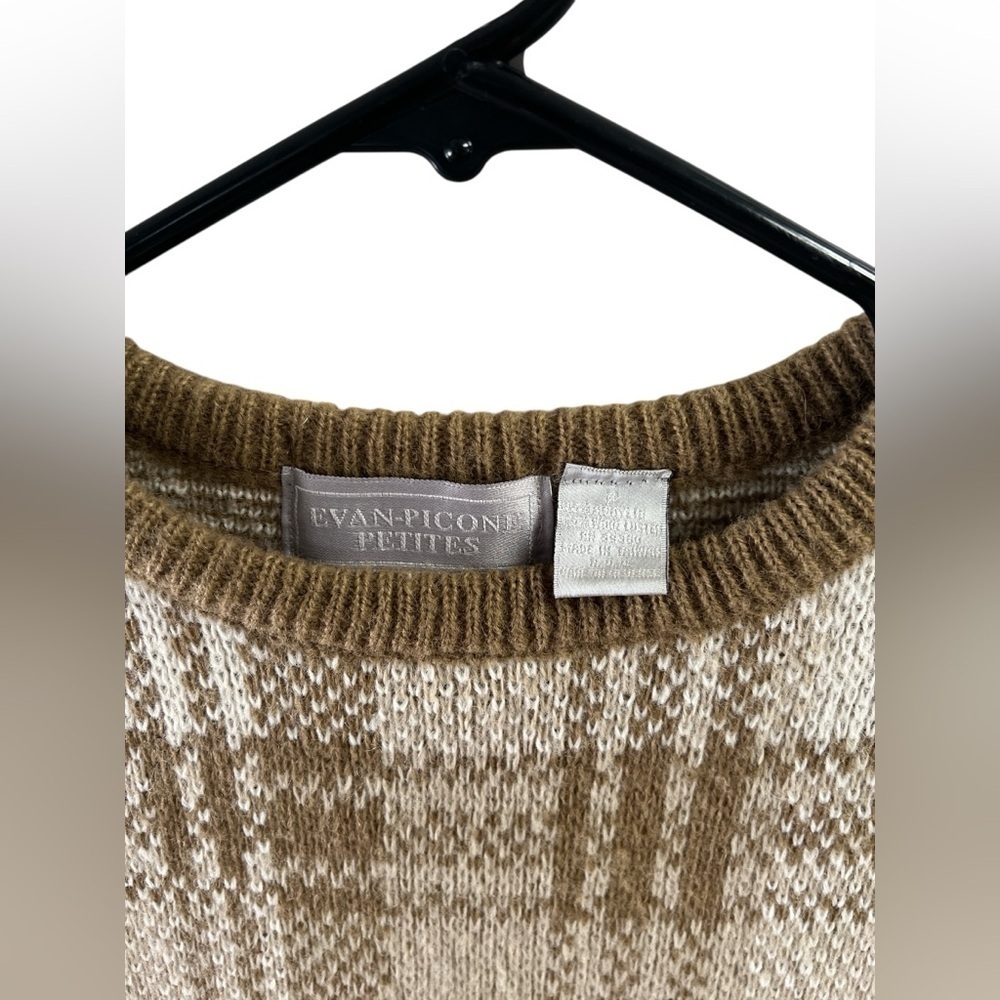 Vintage plaid Evan Picone brown and white sweater knit vest - Picture 3 of 4